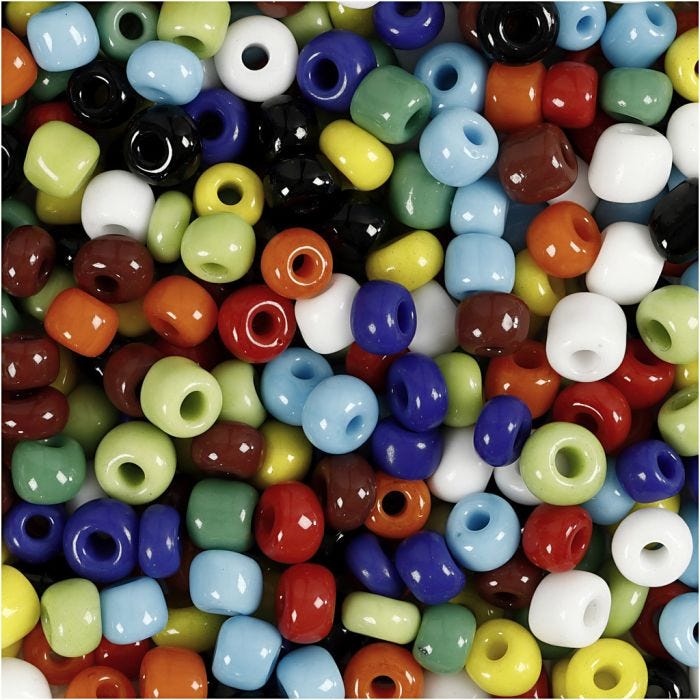 Rocaillepärlor, Dia. 4 mm, stl. 6/0, Hålstl. 0,9-1,2 mm, mixade färger, 1000 g/ 1 burk