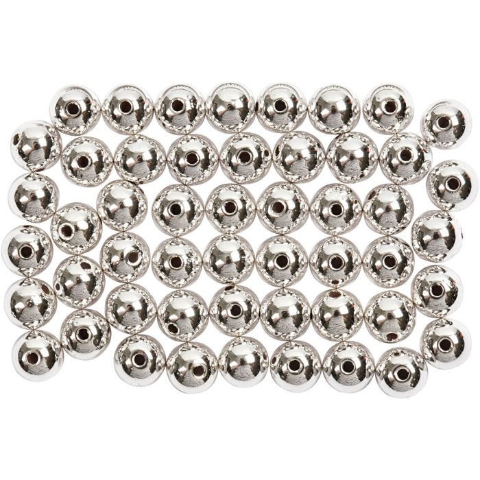 Vaxpärlor, Dia. 5 mm, Hålstl. 0,7 mm, silver, 100 st./ 1 förp.