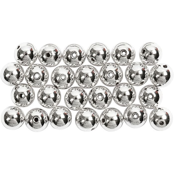 Vaxpärlor, Dia. 8 mm, Hålstl. 1 mm, silver, 50 st./ 1 förp.