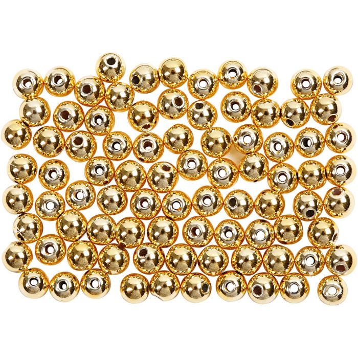 Vaxpärlor, Dia. 4 mm, Hålstl. 0,7 mm, guld, 150 st./ 1 förp.