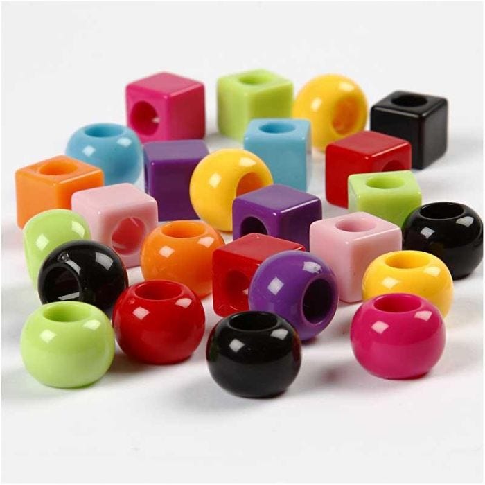 Plastpärlor, stl. 11 mm, Hålstl. 7 mm, mixade färger, 75 g, 150 ml/ 1 förp.