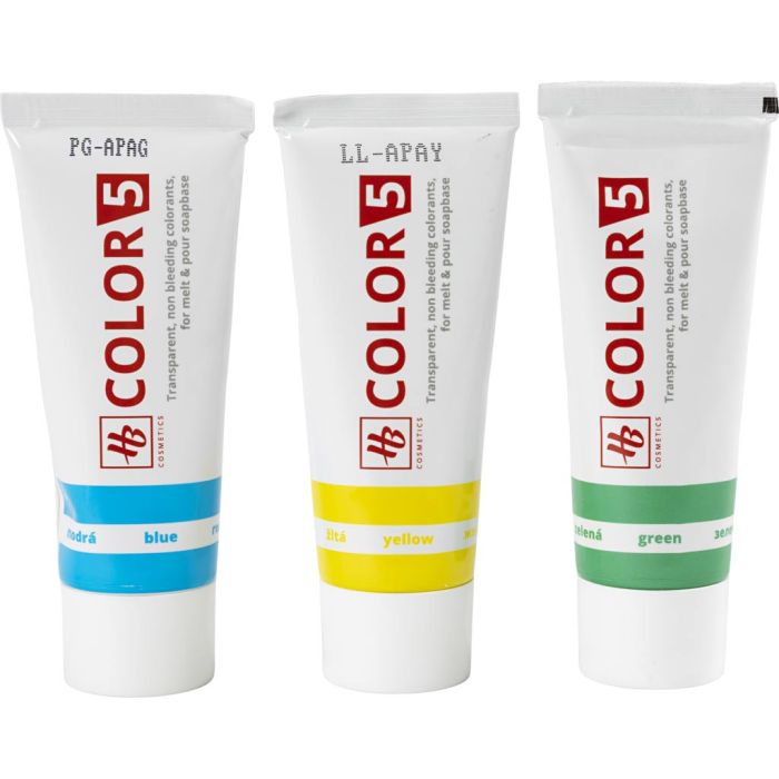 Tvålfärg, gul, grön, blå, 3x25 ml, 3x30 g/ 1 förp.