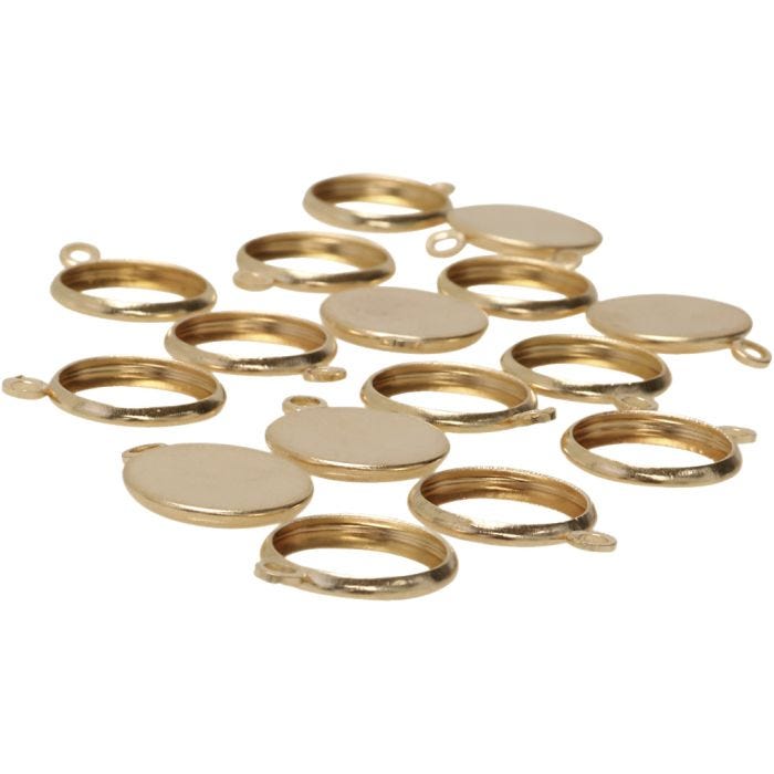 Medaljonger, Dia. 12 mm, förgylld, 100 st./ 1 påse