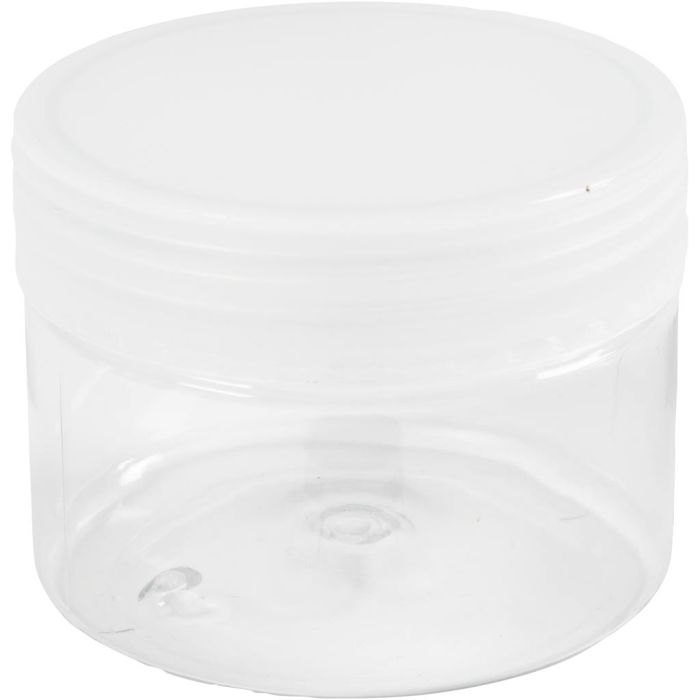 Plastburkar för förvaring, H: 5 cm, Dia. 6,5 cm, 110 ml, 10 st./ 1 förp.