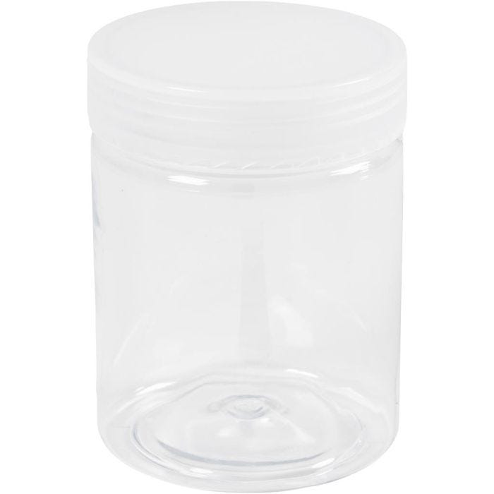 Plastburkar för förvaring, H: 9 cm, Dia. 6,5 cm, 250 ml, 10 st./ 1 förp.