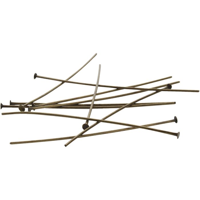 Stavspjut med platta, L: 50 mm, antikguld, 250 st./ 1 påse