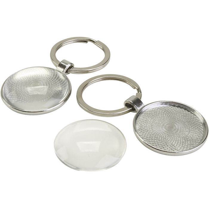 Nyckelring med akrylinsats, stl. 6,5 cm, 12 st./ 1 förp.