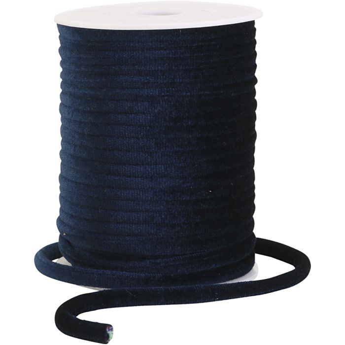 Sammetsnöre, Dia. 7 mm, mörkblå, 20 m/ 1 rl.