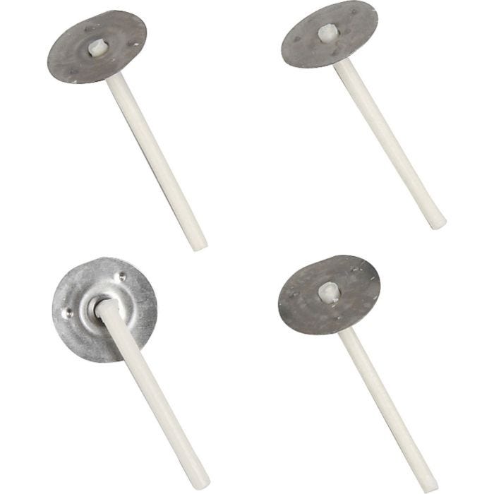Vekar för ljus i behållare, Lämplig för behållare med en diameter på 20–65 mm, L: 3,5 cm, tjocklek 2 mm, 100 st./ 1 förp.