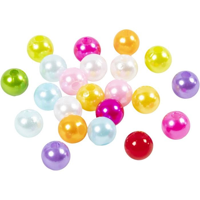 Vaxpärlor, Dia. 8 mm, Hålstl. 1 mm, pärlemorsfärger, 500 g/ 1 påse
