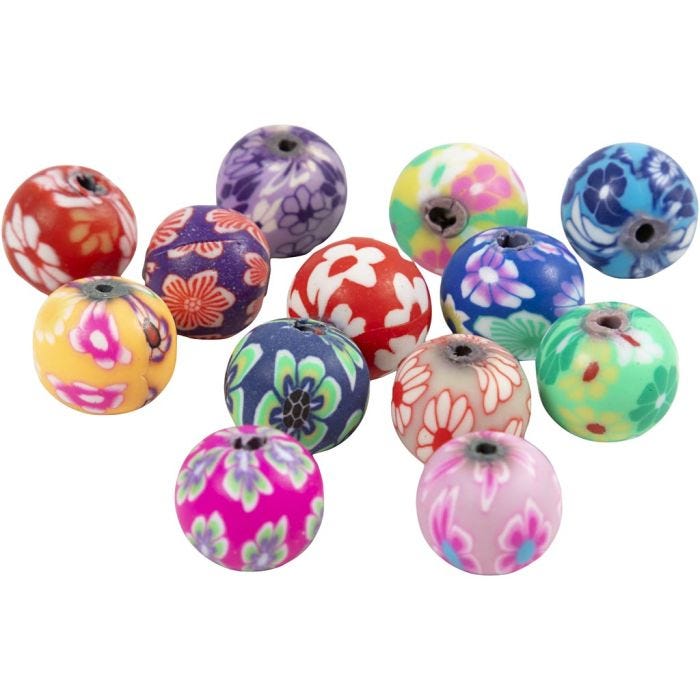 FIMO-pärlor, runda, Dia. 10 mm, Hålstl. 1 mm, 200 st./ 1 förp.