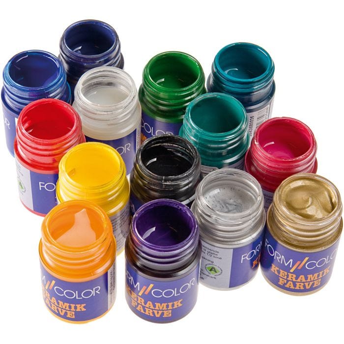 Keramik- och porslinsfärg, mixade färger, 14x30 ml/ 1 förp.