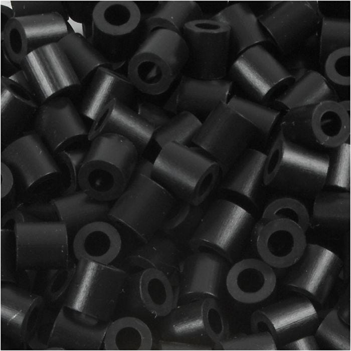 Rörpärlor, stl. 5x5 mm, Hålstl. 2,5 mm, medium, sort (32220), 1100 st./ 1 förp.