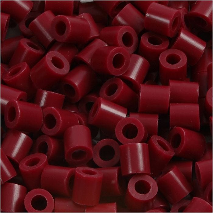 Rörpärlor, stl. 5x5 mm, Hålstl. 2,5 mm, medium, vinröd (32239), 1100st./ 1 förp.