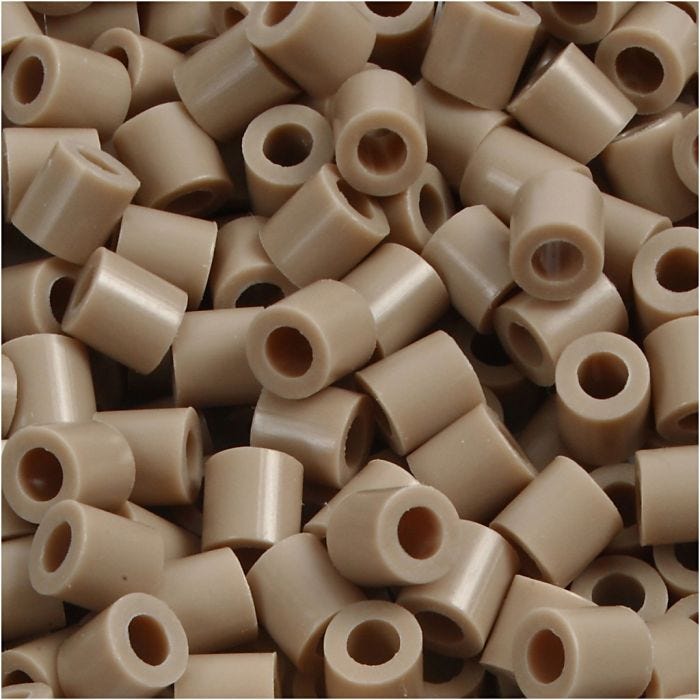 Rörpärlor, stl. 5x5 mm, Hålstl. 2,5 mm, medium, beige (32248), 6000 st./ 1 förp.