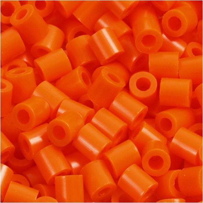 Rörpärlor, stl. 5x5 mm, Hålstl. 2,5 mm, medium, orange klar (32233), 1100st./ 1 förp.