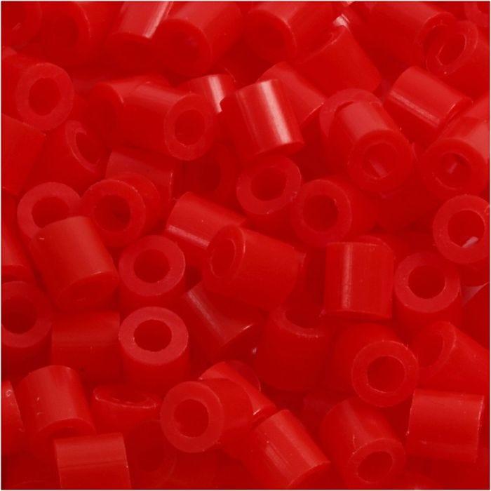Rörpärlor, stl. 5x5 mm, Hålstl. 2,5 mm, medium, ljusröd (32225), 1100 st./ 1 förp.