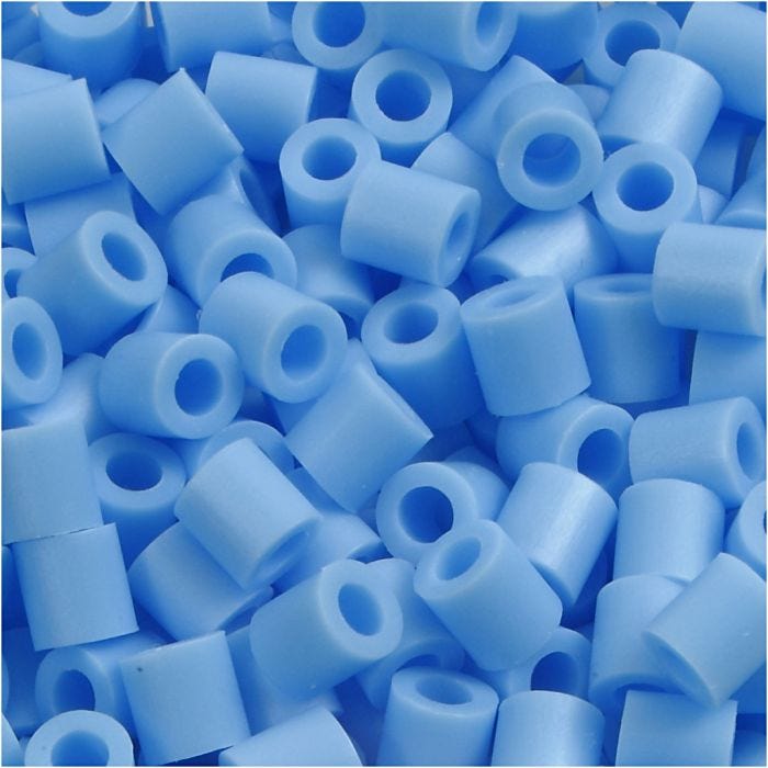 Rörpärlor, stl. 5x5 mm, Hålstl. 2,5 mm, medium, pastellblå (32224), 1100st./ 1 förp.