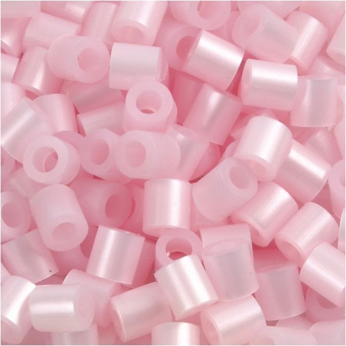 Rörpärlor, stl. 5x5 mm, Hålstl. 2,5 mm, medium, rosa pärlemor (32259), 1100st./ 1 förp.