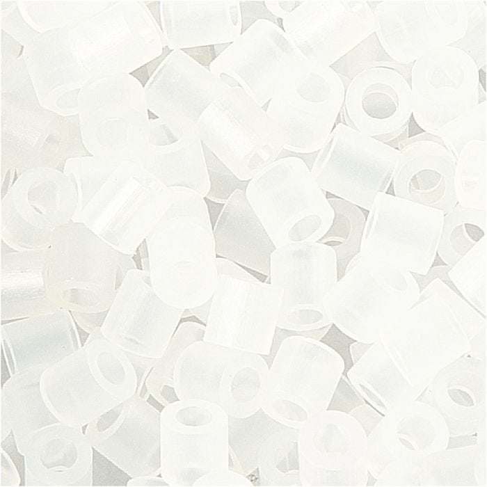 Rörpärlor, stl. 5x5 mm, Hålstl. 2,5 mm, medium, transparent (32264), 1100st./ 1 förp.