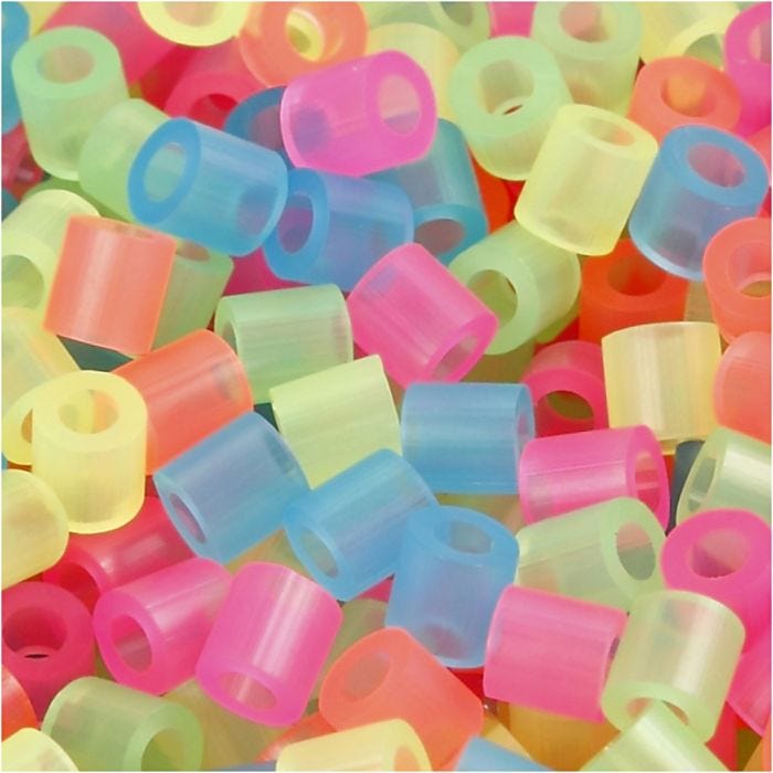 Rörpärlor, stl. 5x5 mm, Hålstl. 2,5 mm, medium, neonfärger, 30000 mix./ 1 förp.
