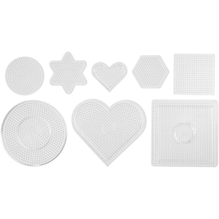 Pärlplattor, stl. 7-15 cm, medium, klar, 8 st./ 1 förp.