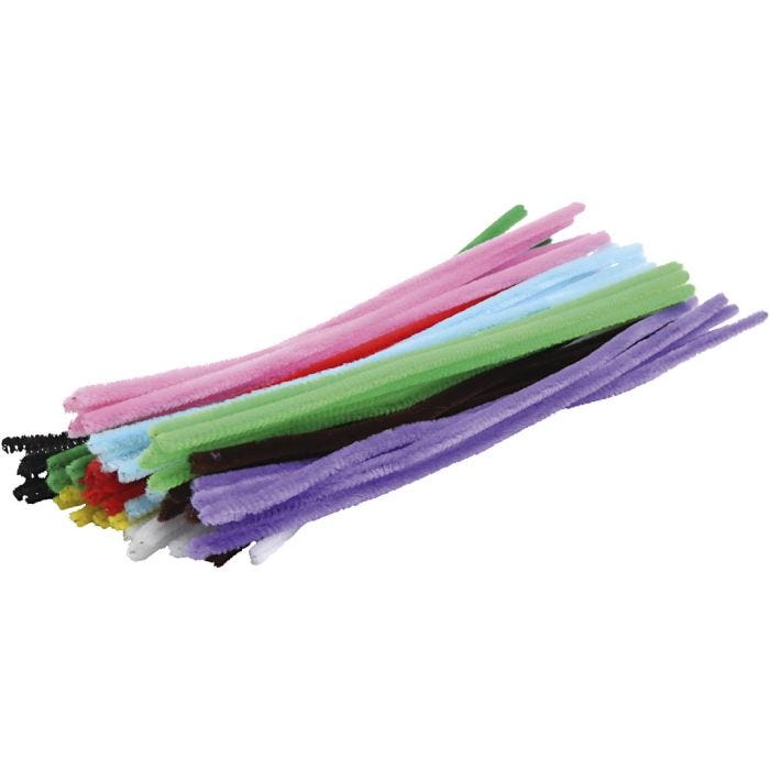 Piprensare, L: 30 cm, tjocklek 6 mm, mixade färger, 50 st./ 1 förp.