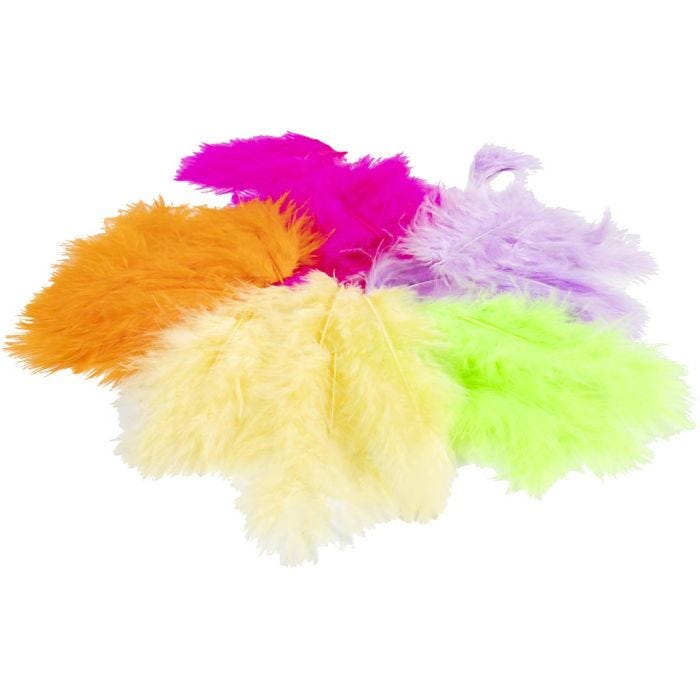 Duniga Fjädrar, stl. 4-10 cm, neonfärger, 50 g/ 1 påse