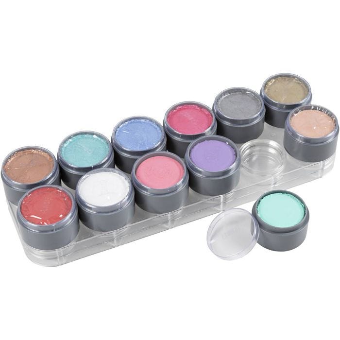 Grimas ansiktsfärg - sminkpalett, mixade färger, 12x15 ml/ 1 st.