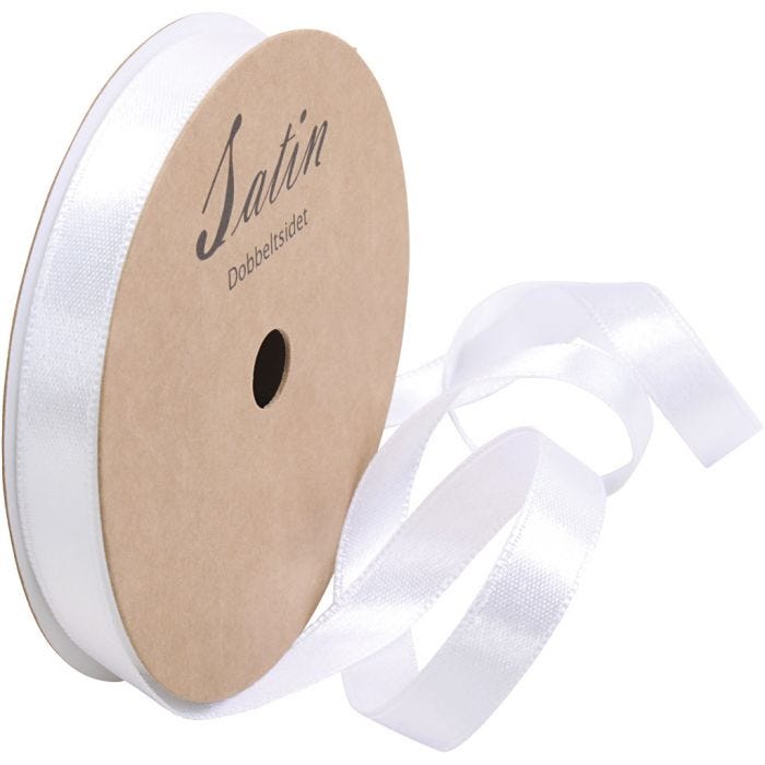 Satinband, B: 10 mm, vit, 10 m/ 1 rl.