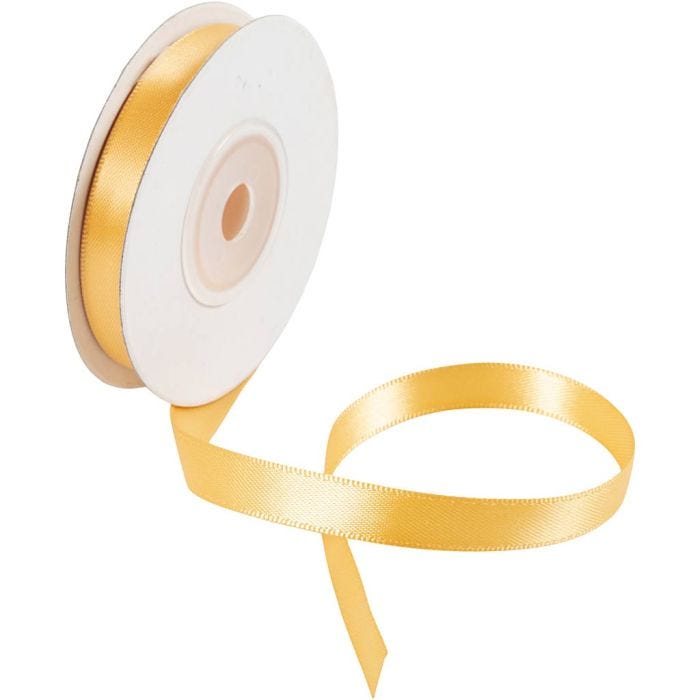 Satinband, B: 10 mm, gul, 10 m/ 1 rl.