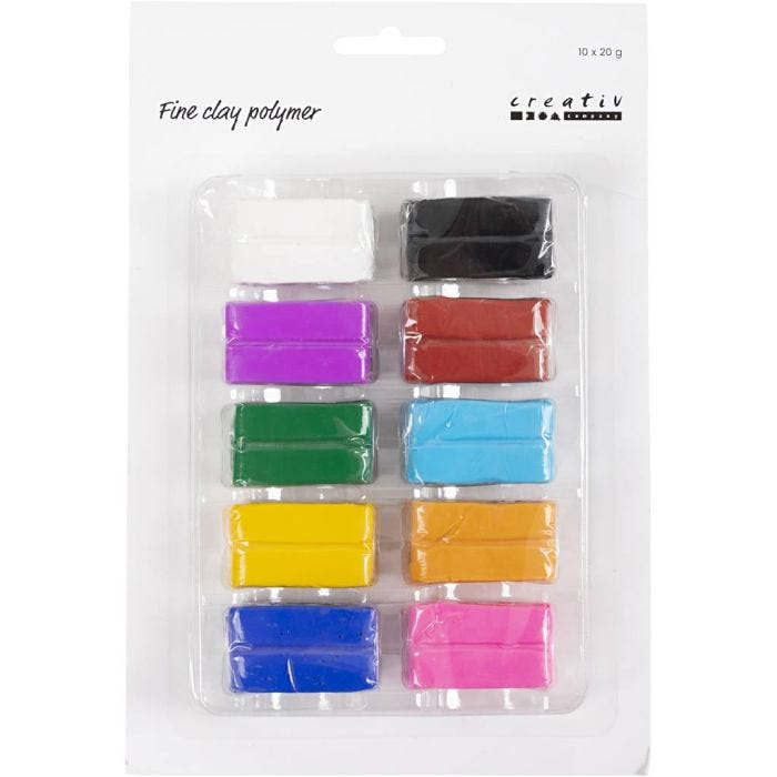 Fine Clay Polymer, colorful, 10x20 g/ 1 förp.