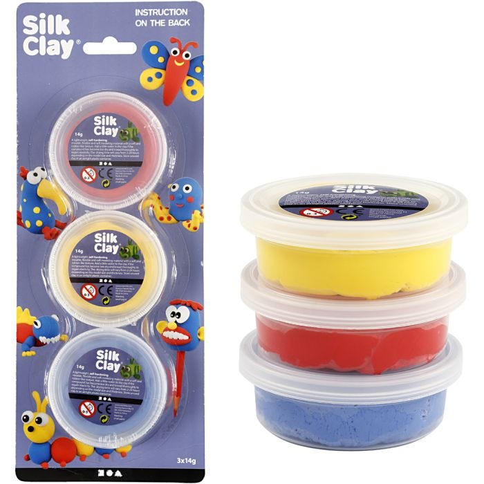 Silk Clay®, blå, röd, gul, 3x14 g/ 1 förp.