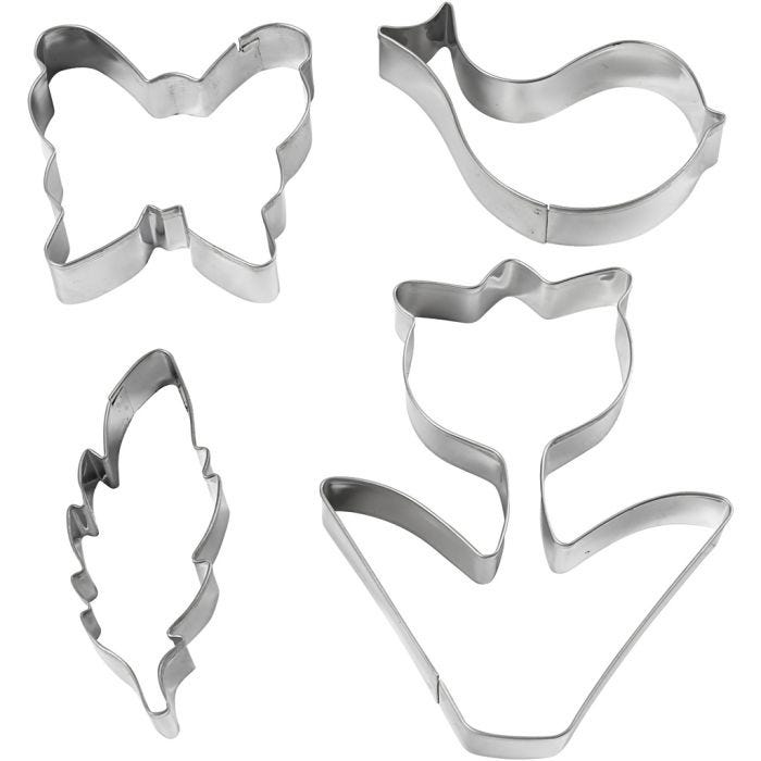 Utsticksform, blomma, fågel, fjäril, fjäder, H: 11 cm, 4 st./ 1 förp.