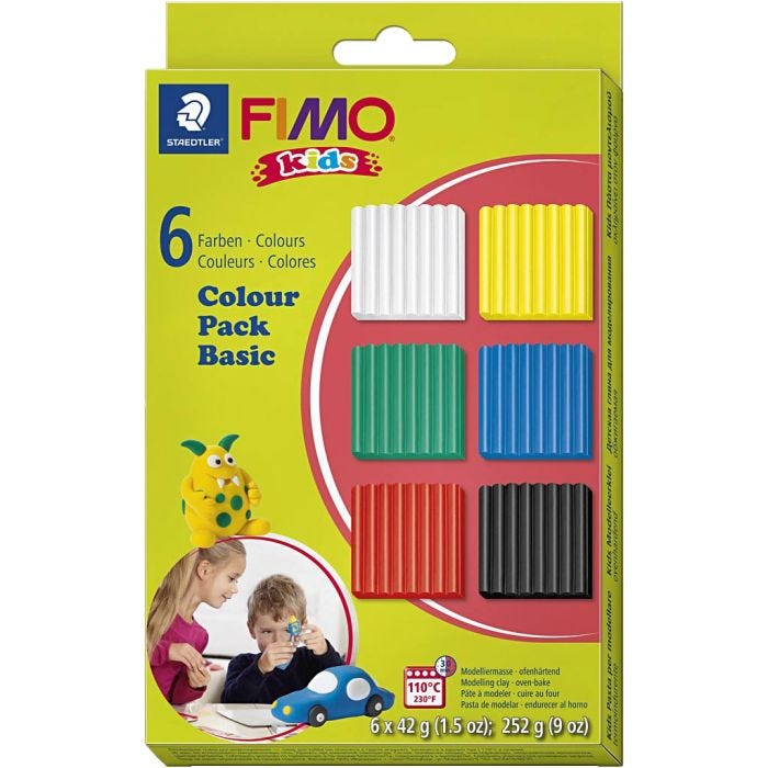FIMO® Kids Clay, standardfärger, 6x42 g/ 1 förp.