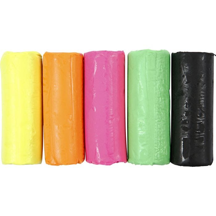 Modellera, H: 9,5 cm, neonfärger, 5x80 g/ 1 hink