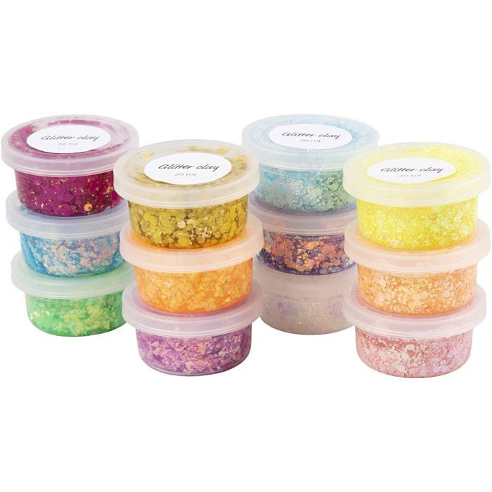 Glitter clay, mixade färger, 72x20 ml/ 1 förp.