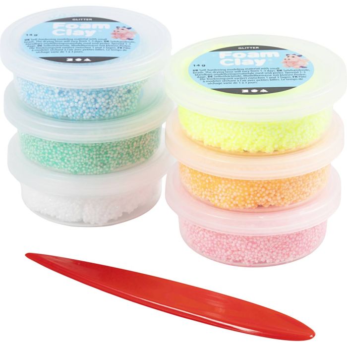 Foam Clay® , glitter, pastellfärger, 84 g, 6x14 g/ 1 förp.