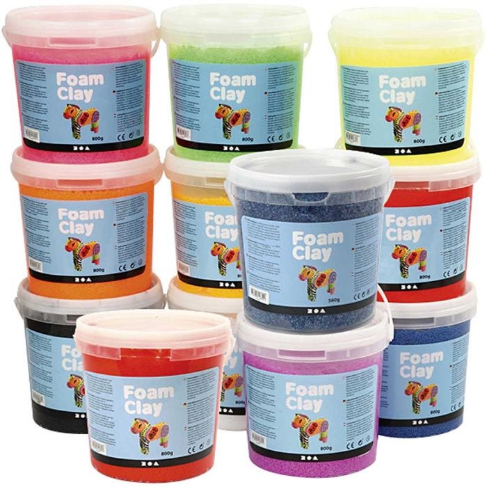 Foam Clay® , Innehållet kan variera , mixade färger, 12x560 g/ 1 förp.