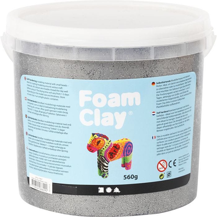 Foam Clay® , metallic, silver, 560 g/ 1 hink