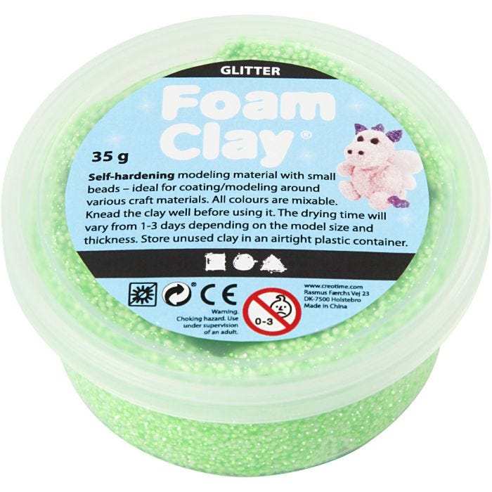 Foam Clay® , glitter, grön, 35 g/ 1 burk