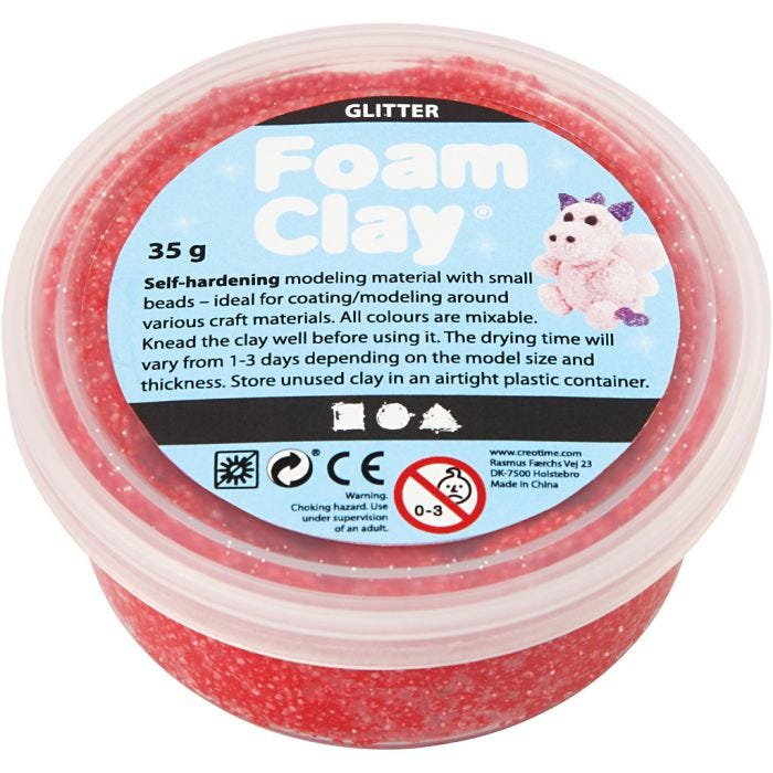Foam Clay® , glitter, röd, 35 g/ 1 burk