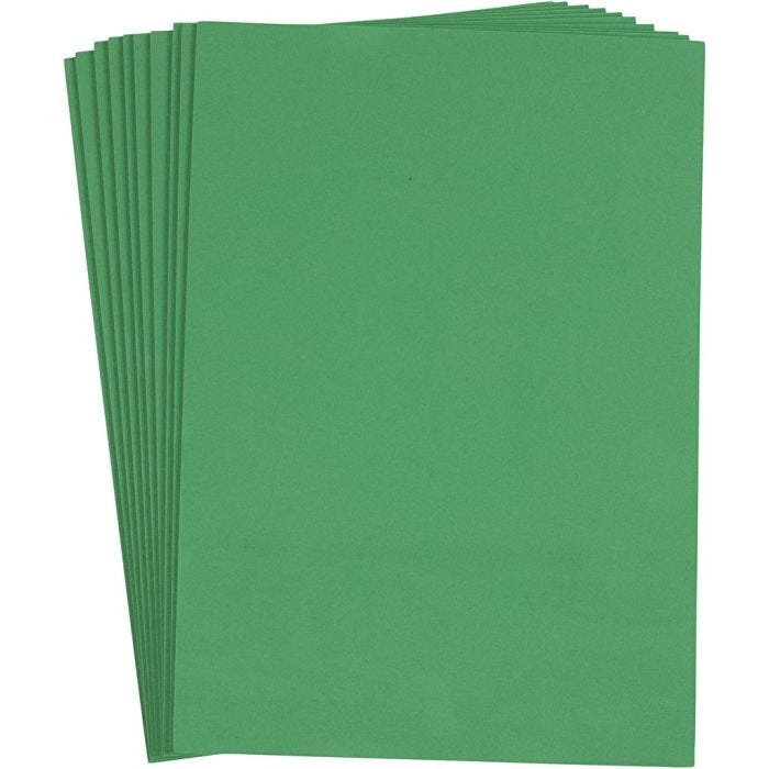 Dekorgummi, A4, ark 210x297 mm, tjocklek 2 mm, mörkgrön, 10 ark/ 1 förp.