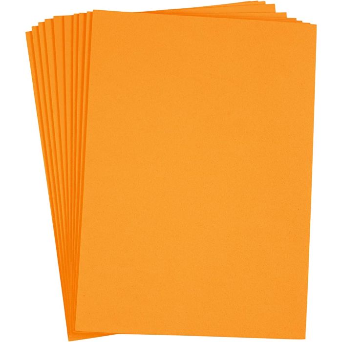 Dekorgummi, A4, ark 210x297 mm, tjocklek 2 mm, orange, 10 ark/ 1 förp.