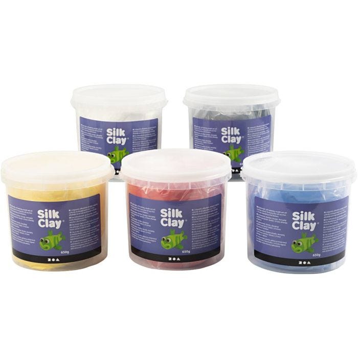 Silk Clay®, primärfärger, 5x650 g/ 1 förp.