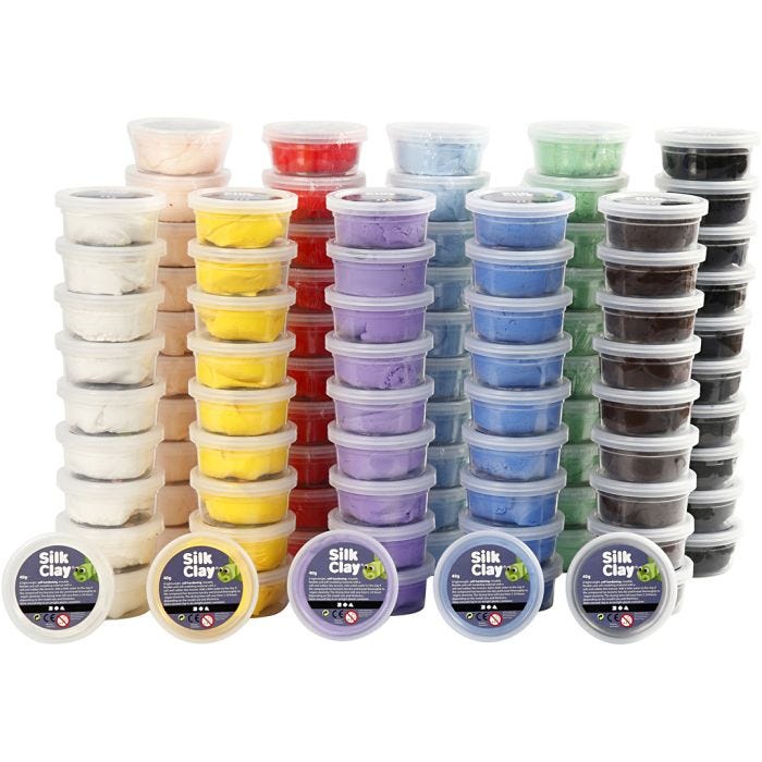 Silk Clay®, mixade färger, 10 burk/ 1 förp.