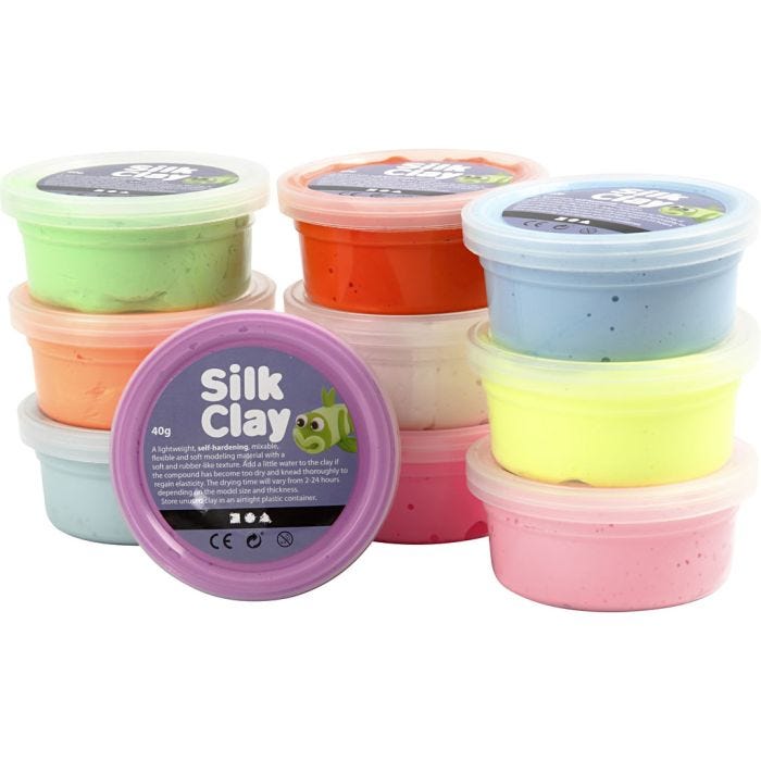 Silk Clay®, Basic 2, mixade färger, 10x40 g/ 1 förp.