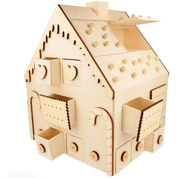 Adventskalender i trä, stl. 26,5x23,5x33 cm, 1 st.