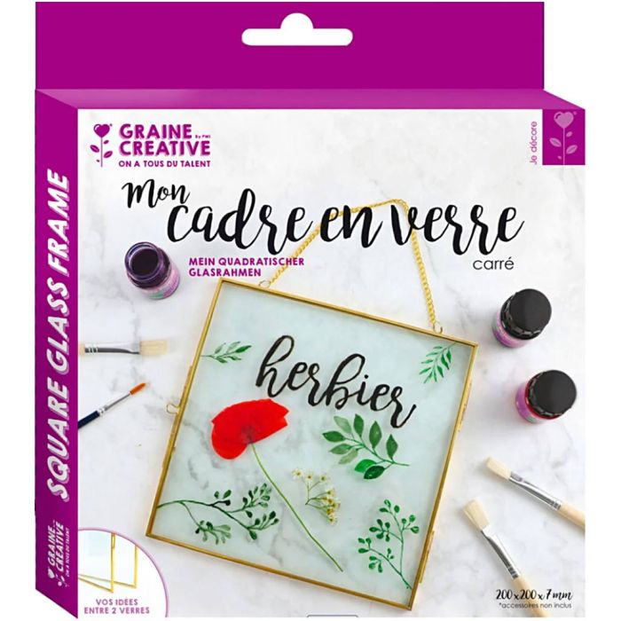 Fyrkantig hängande herbariumram i metall, stl. 20x20 cm, 1 st.