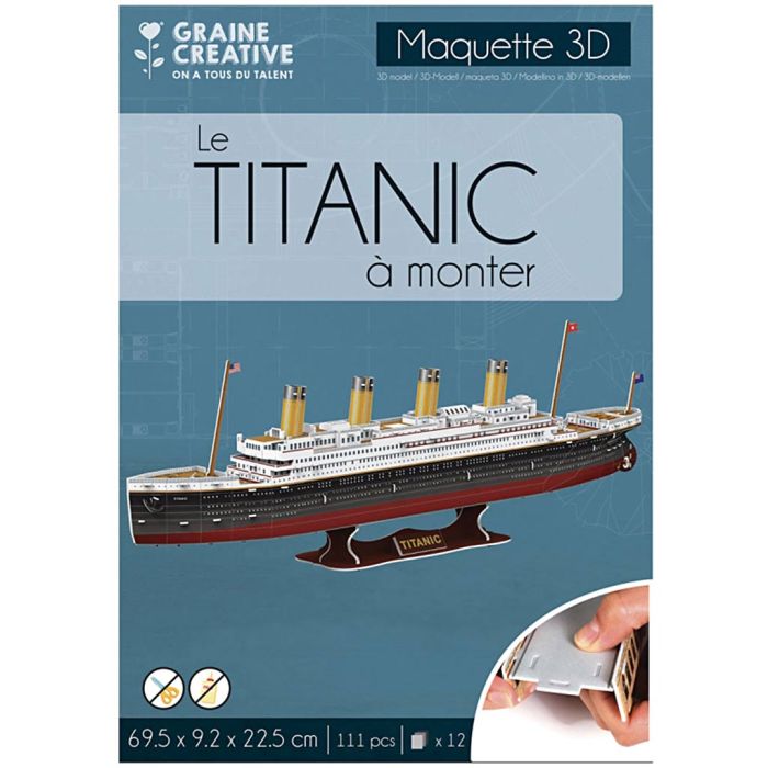 Pussel av 3D-modell, Titanic, stl. 69,5x9,2x22,5 cm, 1 förp.